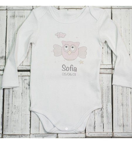 Oso de peluche y body personalizado con nombre del bebé