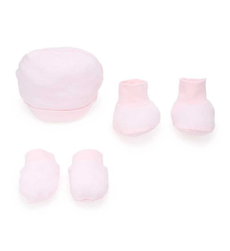 Set Gorro + Manoplas + Patucos y Chupete con Nombre Bebé