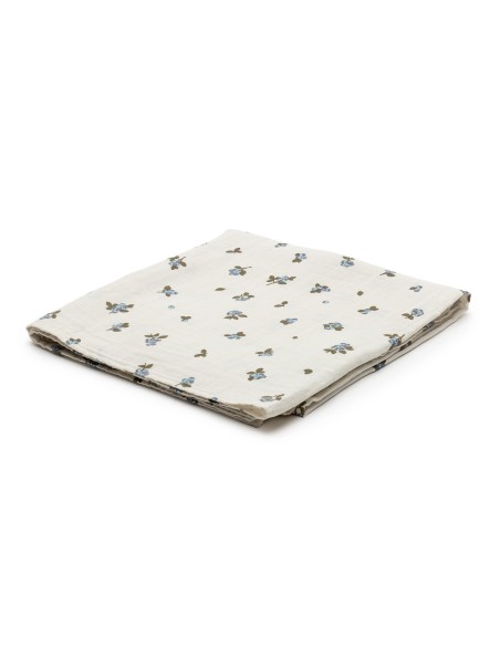 Regalo para bebé ecológico y orgánico con 2 Muselinas, mordedor y chupetero azul