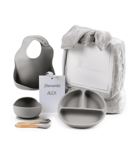Vaisselle en silicone + Couverture polaire d’hiver personnalisée | Cadeau Naissance Utile et Élégant