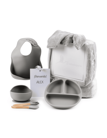 Vaisselle en silicone + Couverture polaire d’hiver personnalisée | Cadeau Naissance Utile et Élégant