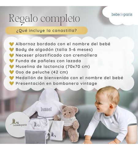 Coffret Bébé avec Peignoir Brodé | Cadeau Naissance Personnalisé – Bebedeparis.com