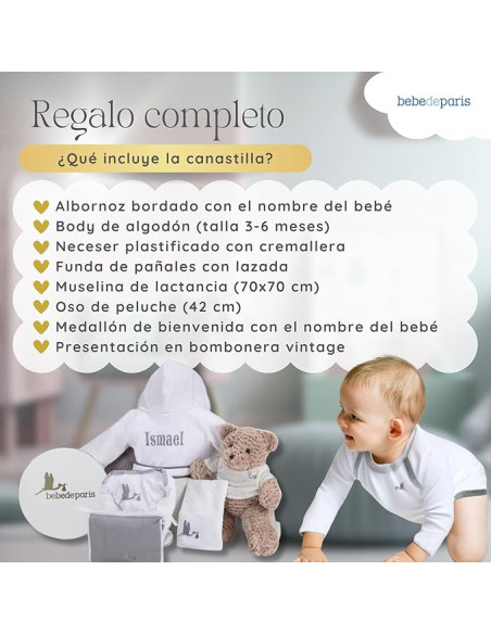 Coffret Bébé avec Peignoir Brodé | Cadeau Naissance Personnalisé – Bebedeparis.com