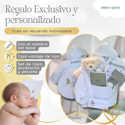 Canastilla Bebé Mi Albornoz Bordado Rosa 2