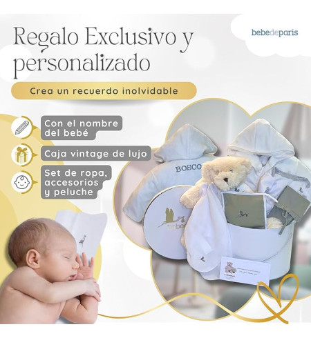 Coffret Bébé avec Peignoir Brodé | Cadeau Naissance Personnalisé – Bebedeparis.com