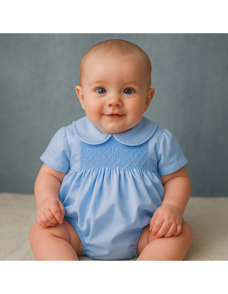 Barboteuse en tricot Smock nid d'abeille