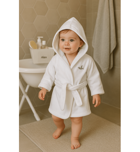 Coffret Bébé avec Peignoir Personnalisé et Ours en Peluche | Cadeau de Naissance