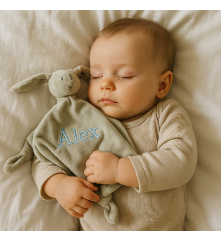 Coffret bébé : couverture, pyjama et doudou personnalisés | Cadeau naissance raffiné