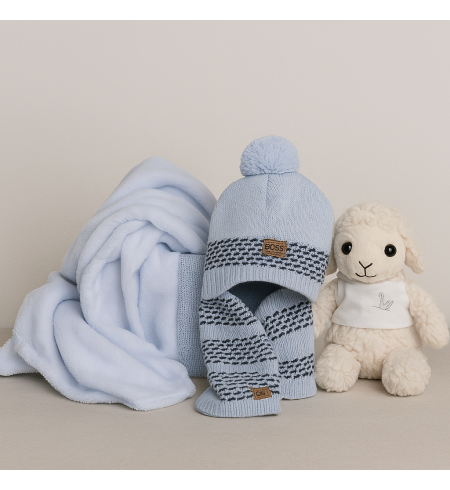 Set bonnet et écharpe en laine Hugo Boss bébé | Chaleur et élégance
