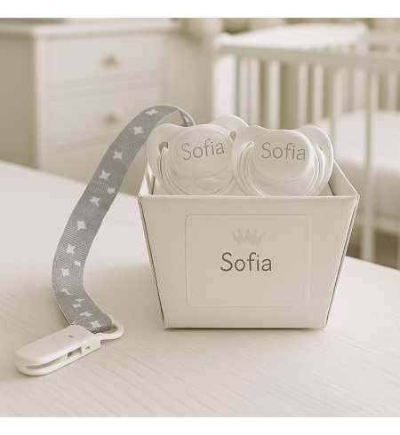 Tétine Personnalisée Bébé Avec Boîte Vintage - Silicone Sans BPA, 0-6 Mois, Gravée Au Prénom, Cadeau Naissance