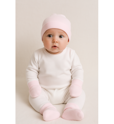 Set Bébé : Bonnet, Moufles, Chaussons Personnalisés + Sucette Prénom et Ours en Peluche