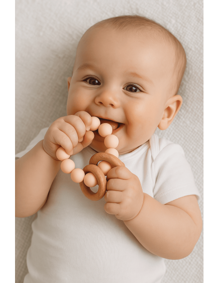 Cadeau durable pour bébé : 2 langes, anneau de dentition et attache-tétine rose