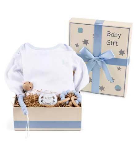 Coffret Cadeau avec Body, Sucette, Anneau de Dentition et Attache – Bébé avec Style