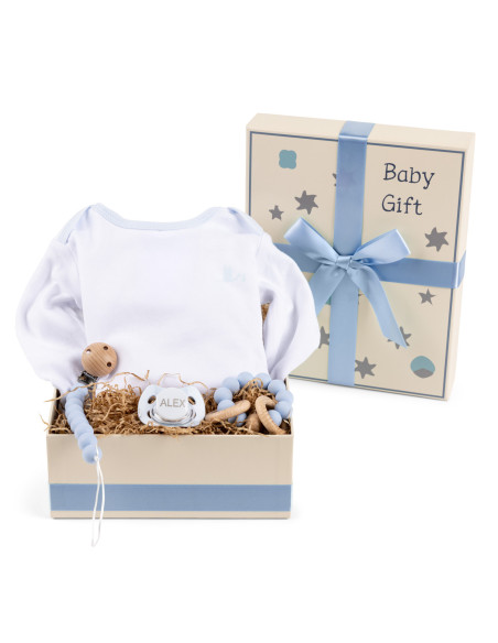 Coffret Cadeau avec Body, Sucette, Anneau de Dentition et Attache – Bébé avec Style