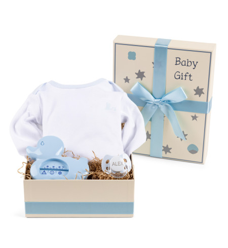 Coffret avec Thermomètre, Sucette & Body – Ensemble Complet de Soins pour Bébé