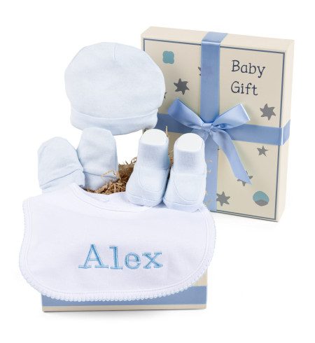 Coffret Cadeau avec Ensemble Coton et Bavoir Personnalisé – Pour Nouveau-né Fille