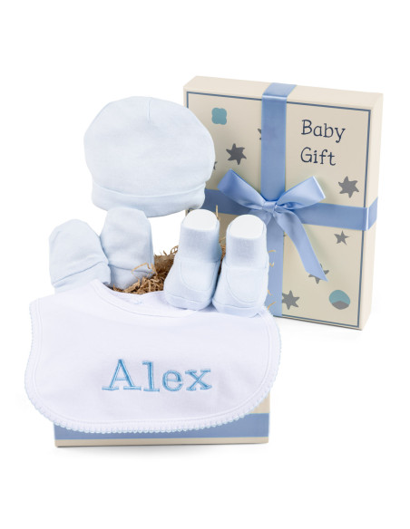 Coffret Cadeau avec Ensemble Coton et Bavoir Personnalisé – Pour Nouveau-né Fille