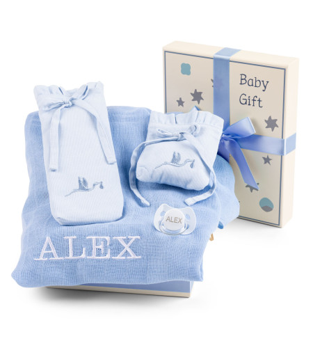 Coffret avec Lange, Tétine et Housses – Kit de Sortie Bébé