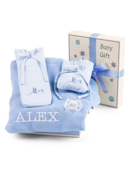 Coffret avec Lange, Tétine et Housses – Kit de Sortie Bébé