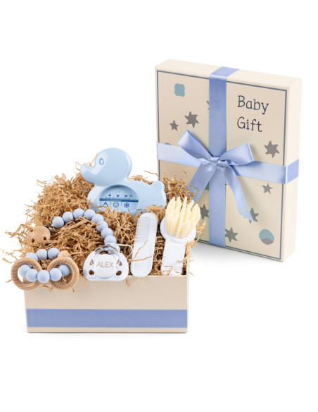 Coffret Cadeau avec Anneau de Dentition, Brosse et Thermomètre – Soin Complet pour Nouveau-né