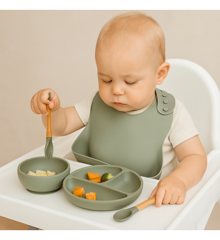 Vaisselle en silicone + Couverture polaire d’hiver personnalisée | Cadeau Naissance Utile et Élégant