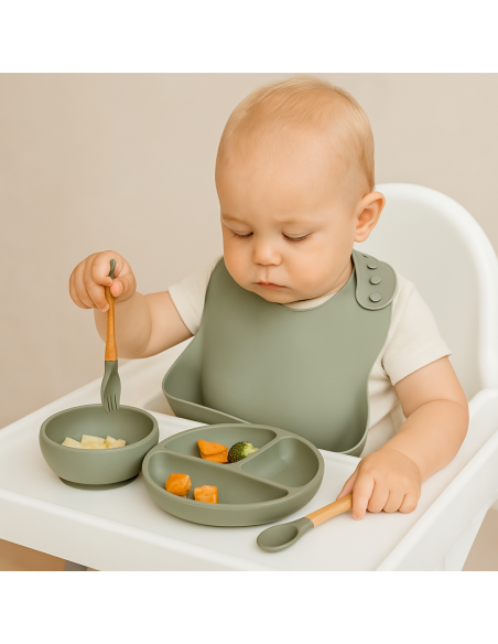 Vaisselle en silicone + Couverture polaire d’hiver personnalisée | Cadeau Naissance Utile et Élégant