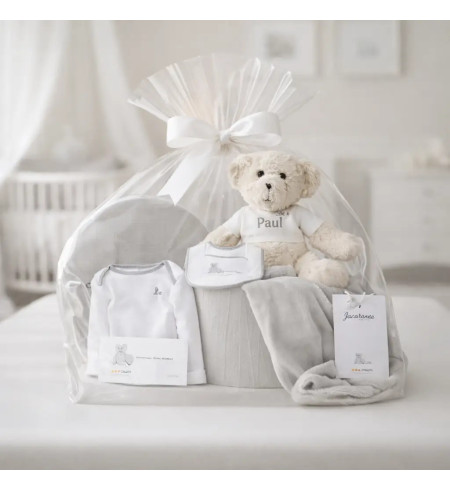 Coffret bébé : couverture brodée, body, bavoir et peluche | Cadeau complet pour naissance