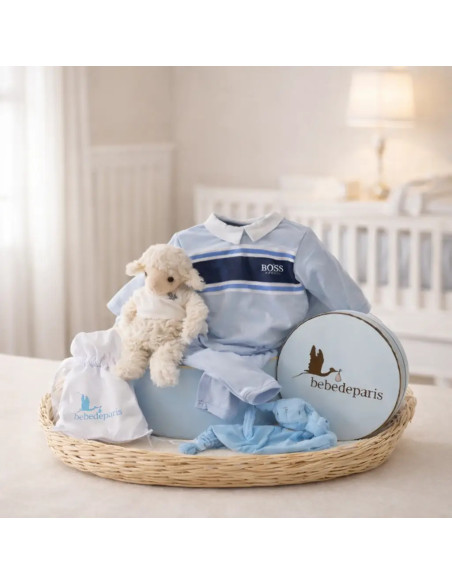 Coffret Bébé Hugo Boss Serenity Rayé | Cadeau Naissance Élégant – Bebedeparis.com