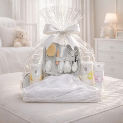 Coffret Cosmétique et Mousseline Personnalisée | Cadeau de Naissance Élégant