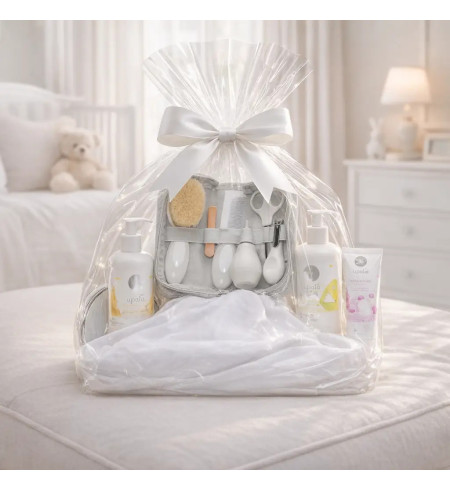 Coffret Cosmétique et Mousseline Personnalisée | Cadeau de Naissance Élégant