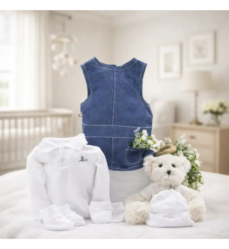 Coffret fille avec vêtements et peluche | Cadeau naissance doux et raffiné