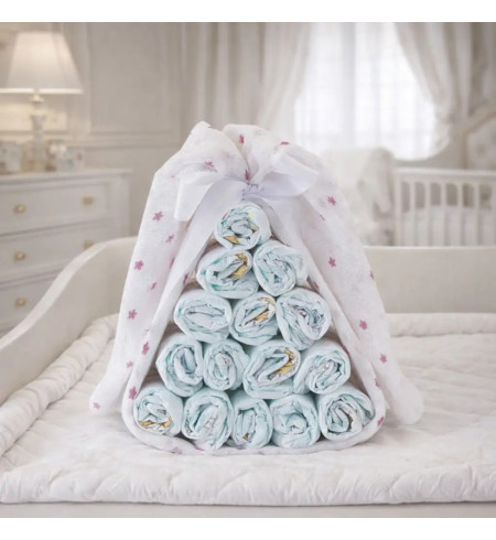 Bonbon de couches avec mousseline personnalisée | Cadeau original pour bébé