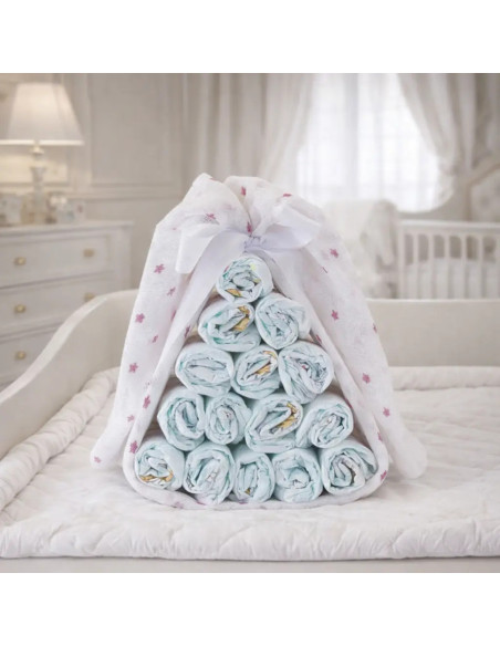 Bonbon de couches avec mousseline personnalisée | Cadeau original pour bébé