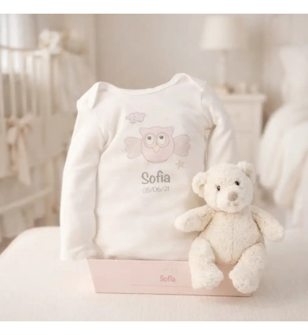 Ours en peluche et body personnalisés avec le prénom du bébé