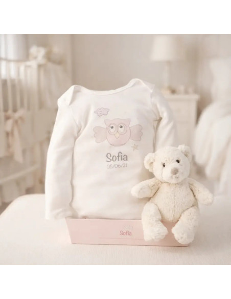 Ours en peluche et body personnalisés avec le prénom du bébé