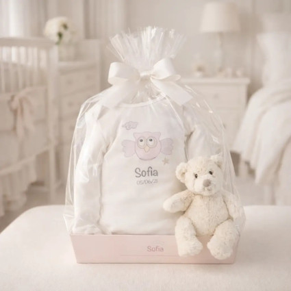 Ours en peluche et body personnalisés avec le prénom du bébé 2