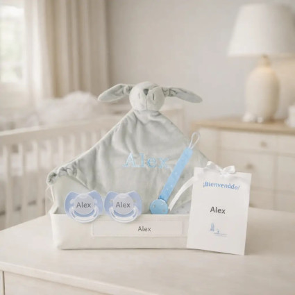 Doudou et 2 tétines personnalisées avec prénom | Avec clip pour tétine 2