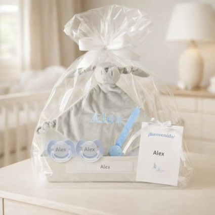 Doudou et 2 tétines personnalisées avec prénom | Avec clip pour tétine