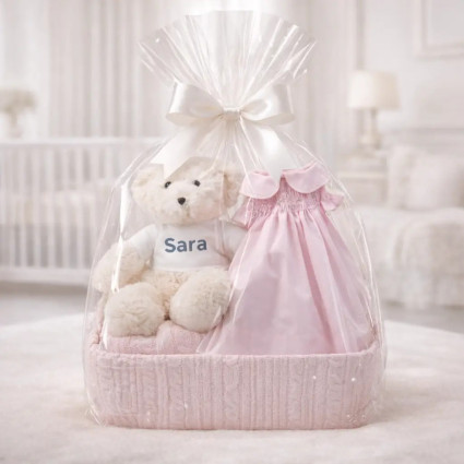 Robe bébé en smocks nid d'abeille | Cadeau élégant et doux pour nouveau-né