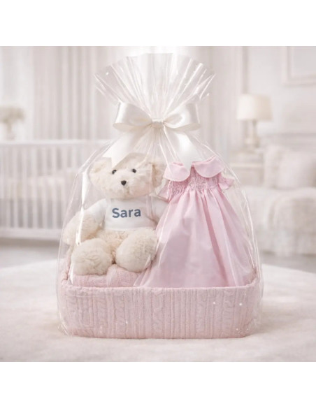 Robe bébé en smocks nid d'abeille | Cadeau élégant et doux pour nouveau-né