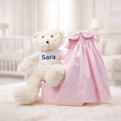 Robe bébé en smocks nid d'abeille | Cadeau élégant et doux pour nouveau-né 2