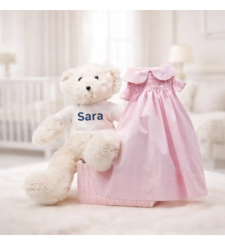 Robe bébé en smocks nid d'abeille | Cadeau élégant et doux pour nouveau-né