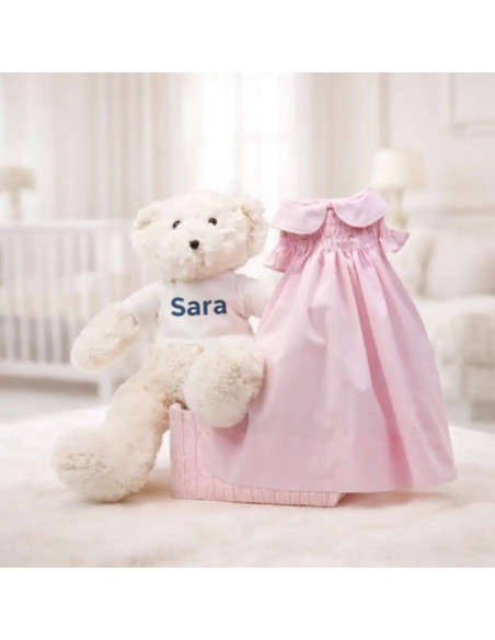 Robe bébé en smocks nid d'abeille | Cadeau élégant et doux pour nouveau-né