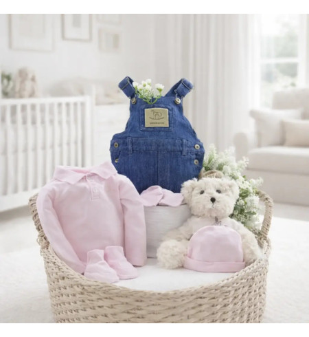 Coffret fille : vêtements et peluche | Cadeau naissance tendre et complet