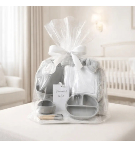 Vaisselle en silicone + Couverture polaire d’hiver personnalisée | Cadeau Naissance Utile et Élégant