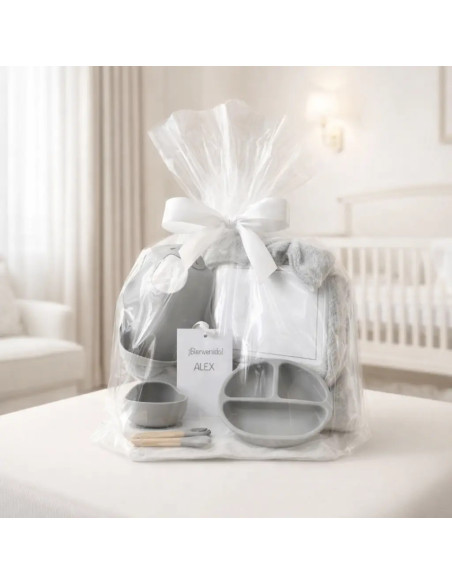 Vaisselle en silicone + Couverture polaire d’hiver personnalisée | Cadeau Naissance Utile et Élégant