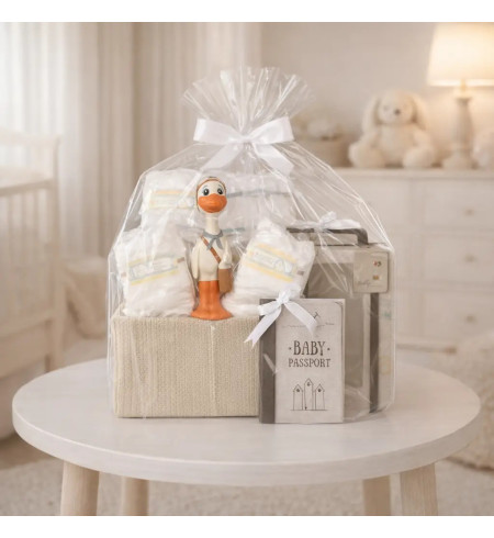 Gâteau de couches avec anneau de dentition Nicky | Cadeau naissance pratique