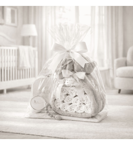 Gâteau de Couches avec Peignoir, Valisette et Sucette | Coffret Naissance Complet