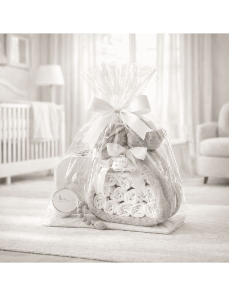 Gâteau de Couches avec Peignoir, Valisette et Sucette | Coffret Naissance Complet