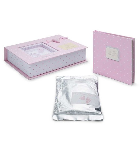 Set Huellas Bebe Corazon Rosa